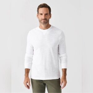 Faherty Men’s Small White Sunwashed Slub Organic Cotton Crew Long Sleeve